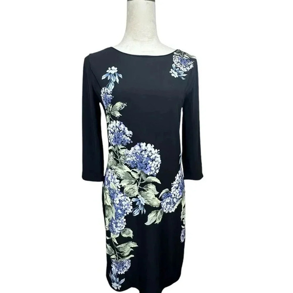 White House Black Market reversible dress with hydrangea flower print size S - Picture 2 of 14